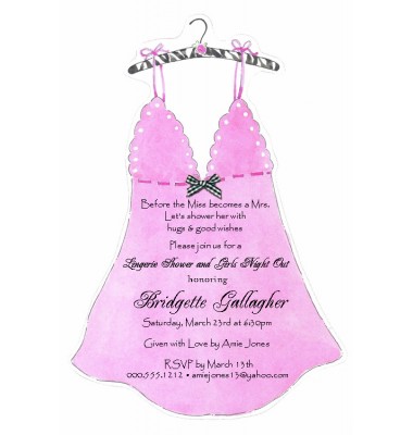 Lingerie Shower Invitations, Baby Doll Nightie, Picture Perfect